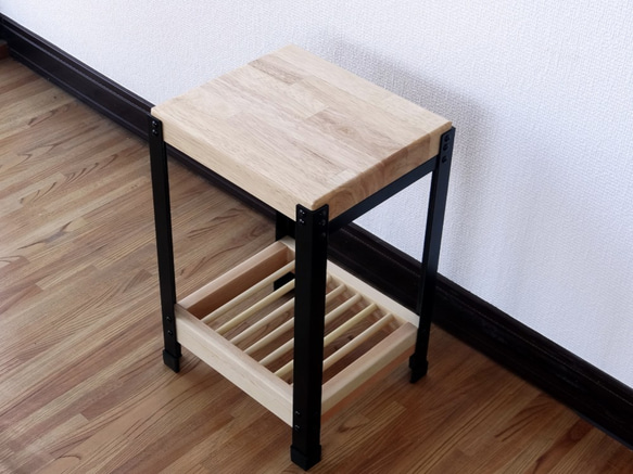 IRON wood家具　スツール　椅子　サイドテーブル　スタンド 2枚目の画像