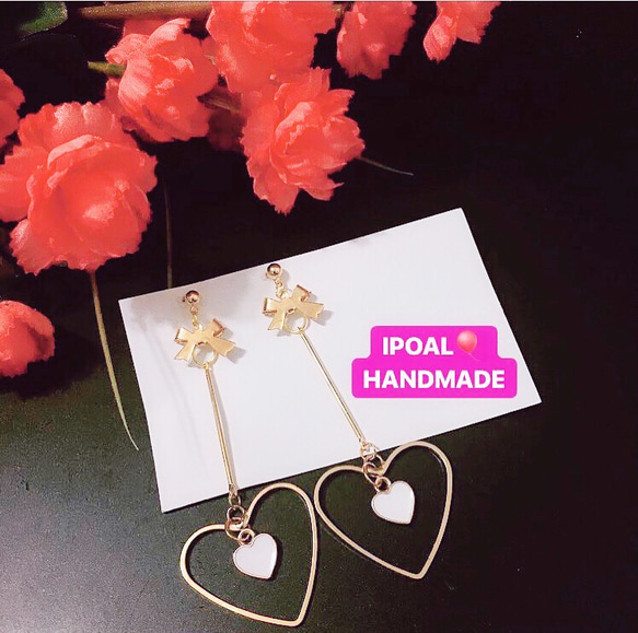 IPOAL ⭐️ HANDMADE Heart & Ribbon earrings 第1張的照片