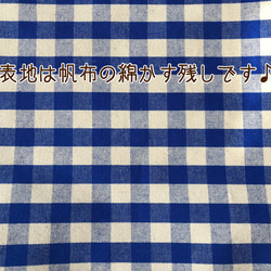 入園・入学準備★帆布★ギンガムチェックの上履き入れ　ブルー 5枚目の画像