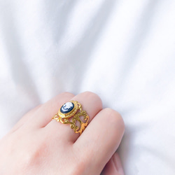 Vintage rétro cameo gold lace ring 2枚目の画像