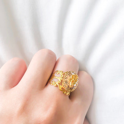 Vintage rétro gold rose lace ring 2枚目の画像