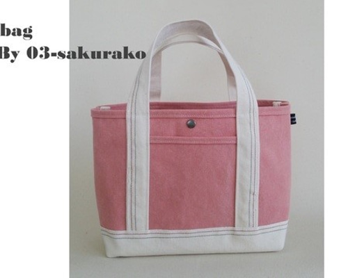 S】倉敷帆布トートバッグ（コーラルピンク×生成り） トートバッグ 03