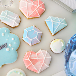 名入れ☆彡お誕生日宝石たっぷりアイシングクッキー(バースデーケーキ飾りキラキラジュエリー) 7枚目の画像