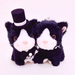【プチシリーズ】お手玉キャット ミニウェルカムドール プチキャット ねこ （クロ） 結婚式 ぬいぐるみ 人気 黒猫ペア 1枚目の画像