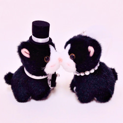 【プチシリーズ】お手玉キャット ミニウェルカムドール プチキャット ねこ （クロ） 結婚式 ぬいぐるみ 人気 黒猫ペア 2枚目の画像