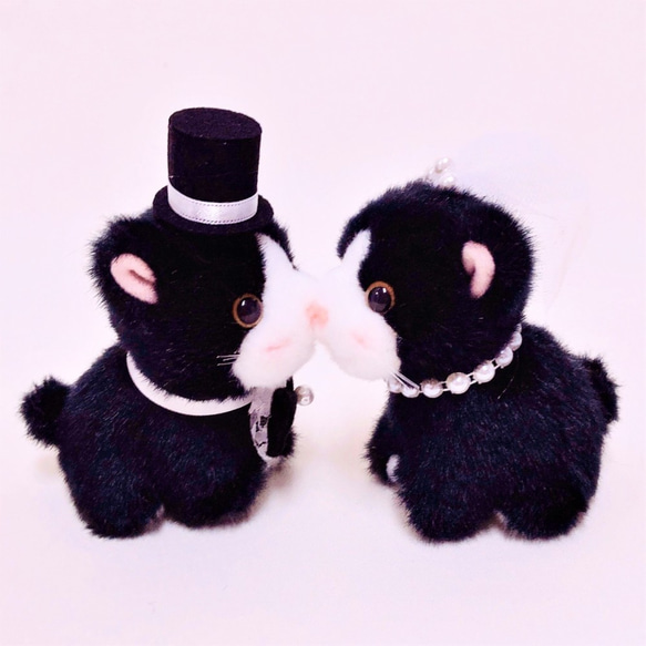 【プチシリーズ】お手玉キャット ミニウェルカムドール プチキャット ねこ （クロ） 結婚式 ぬいぐるみ 人気 黒猫ペア 2枚目の画像