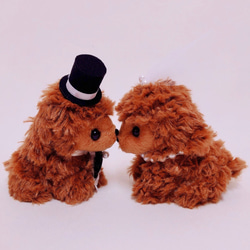 【プチシリーズ】お手玉ドッグ ミニウェルカムドール プチドッグ 犬 （プードル） 結婚式 ぬいぐるみ 人気 プードルペア 2枚目の画像