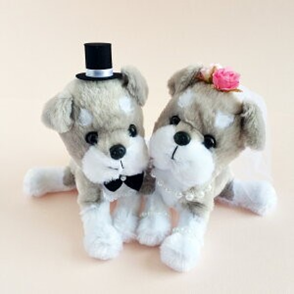 シュナウザー　ぬいぐるみ　人形　ウェディングドール　ウェルカムドール 犬　可愛い　受付　結婚祝い 1枚目の画像