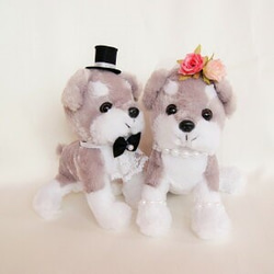 シュナウザー　ぬいぐるみ　人形　ウェディングドール　ウェルカムドール 犬　可愛い　受付　結婚祝い 2枚目の画像