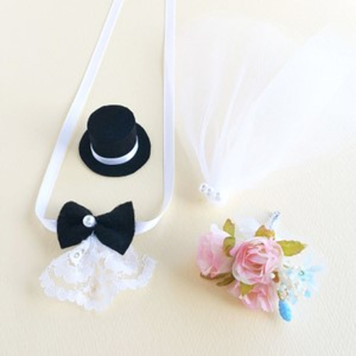 ぬいぐるみ用ウェディングパーツセット(S)（手作りウェルカムドールや