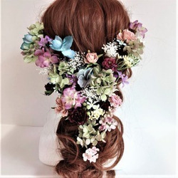 ヘアパーツ モーヴ系ヘアード シルクフラワー プリザーブド