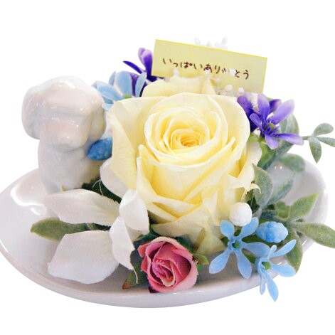 メモリアルフラワー　プードル風　ペットのお供え｜ギフト対応｜ペット　お供え｜ペット　仏花｜大切な家族へ　わんちゃんC