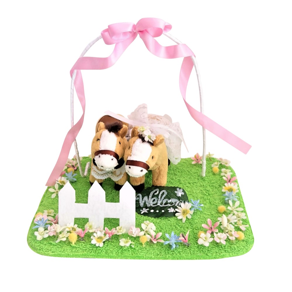 ウェルカムドール 結婚式ぬいぐるみ　ミニポニー　馬ブラウン　受付　フォトブース　サマーウェディング　牧場　結婚祝い