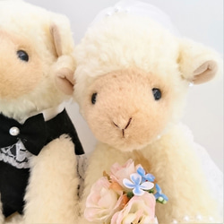 羊ぬいぐるみ　ヒツジ人形　結婚式ぬいぐるみ・ひつじのミルキーペア　結婚祝い　ギフト　ウェルカムスペース 3枚目の画像