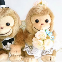 子ザルのウェディングドール　さる　モンキー　結婚式　ぬいぐるみ　ウェディングドール　ウェルカムドール　チェアー付き　ギフ 2枚目の画像