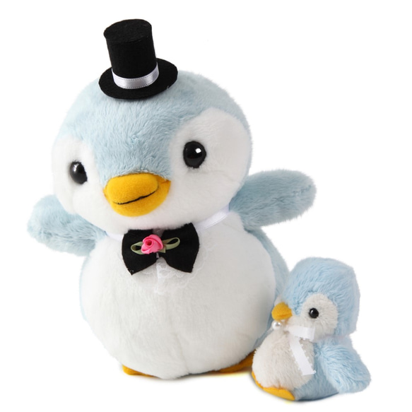 【仲良しファミリーシリーズ】【パステルペンギンペア＋子ども(全３体)】パステルペンちゃんのウェルカムドール(ベビー付き) 2枚目の画像