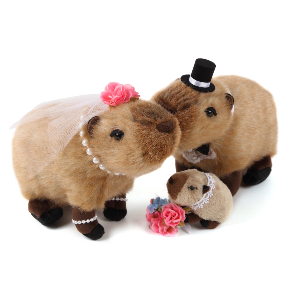 【仲良しファミリーシリーズ】【カピパラペア＋子ども(全３体)】カピパラのウェルカムドール(ベビー付き) カピパラ　結婚式