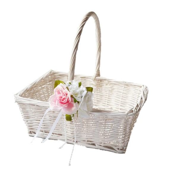 結婚式 カゴ、ウエディング バスケット(スクエア)ホワイト ブライダル