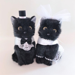 【日本製リアルシリーズ】ねこ 猫 黒猫 黒猫ペア クロ ネコ ウェルカムドール 結婚式 ぬいぐるみ 受付 1枚目の画像