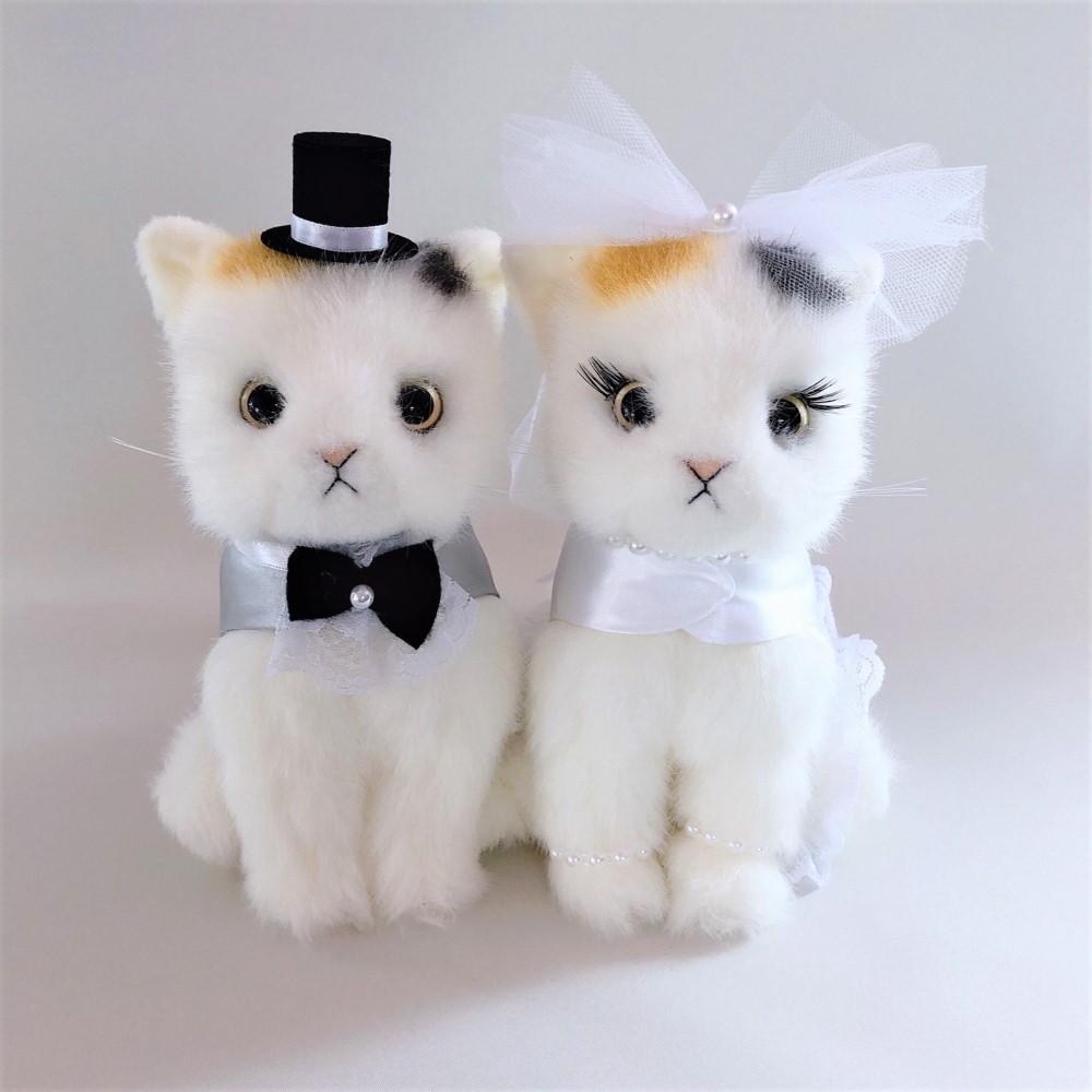 【日本製リアルシリーズ】ねこ 猫 三毛猫 三毛ペア ミケ ネコ ウェルカムドール 結婚式 ぬいぐるみ 受付