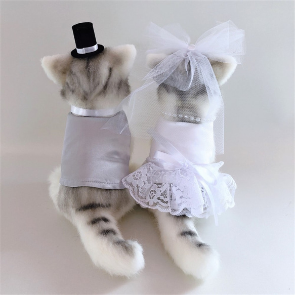 【日本製リアルシリーズ】ねこ 猫 トラグレーペア トラ ネコ ウェルカムドール 結婚式 ぬいぐるみ 受付 3枚目の画像