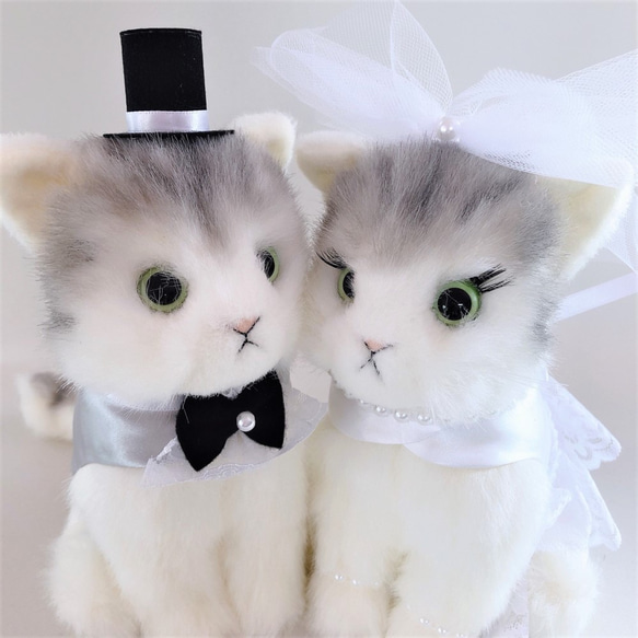 【日本製リアルシリーズ】ねこ 猫 トラグレーペア トラ ネコ ウェルカムドール 結婚式 ぬいぐるみ 受付 4枚目の画像