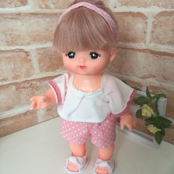 人形 服4点セット【ホワイト＆ピンク】 2枚目の画像
