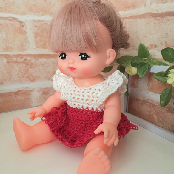 人形 服【ホワイト＆ピンク】 1枚目の画像