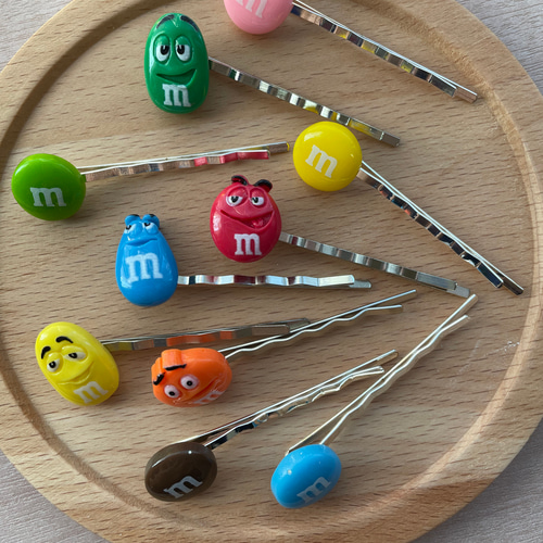 お菓子なヘアピン マーブルチョコ 緑 ヘアピン s☆s home industry