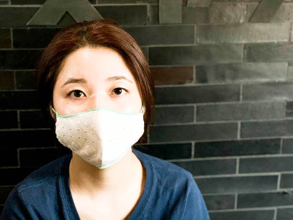 Yumekawa♡Candy Pop棉質蕾絲花邊和W紗布三維布口罩（成人）可以進行紫外線檢查輕薄提神日本製造 第4張的照片