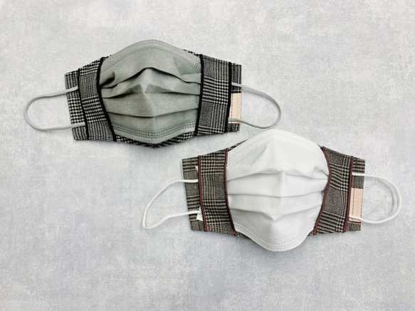 グレンチェック2WAY　不織布マスクをおしゃれにできるマスクカバー　うるおいガーゼで敏感肌も安心(FM210002) 7枚目の画像