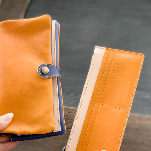 △F-PLUMP メンズライクなキャメル×ネイビーの魅力「フルプランプ 長  