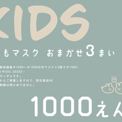 3枚￥1000★キッズマスクおまかせ3枚SET★コズモコのおしゃれ布マスク福袋　即納OK (PU200025) 2枚目の画像