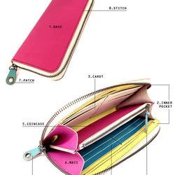 Spring Wallet//世界上獨一無二的可自訂錢包免費刻名字“圓形拉鍊長錢包” 第5張的照片