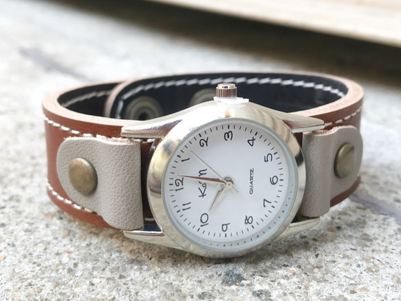 【送料無料】毎日つけていたくなる時計「ステッチラン 腕時計」受注生産（SRW-BKH-WA）Ⅱ 1枚目の画像