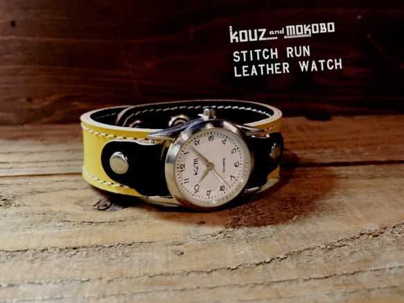 【送料無料】毎日つけていたくなる時計「ステッチラン 腕時計」受注生産（SRW-YKK-WS） 1枚目の画像