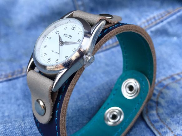 【送料無料】毎日つけていたくなる時計「ステッチラン 腕時計」受注生産（SRW-NTH-TS）Ⅱ 1枚目の画像