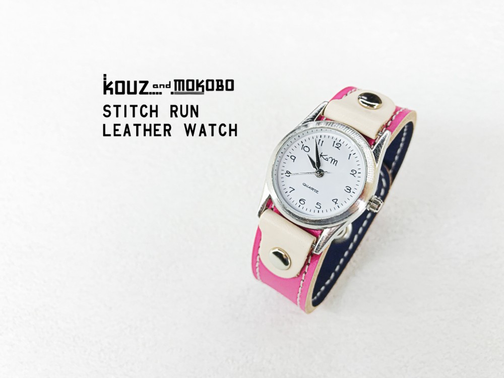 ▲STITCH 甘すぎない大人のスパイシーピンク「ステッチラン 腕時計」見やすい文字盤（SRW-PNW-WS）