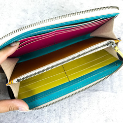 [免費送貨]使用您的錢包即可享受色彩！ “圓拉鍊長錢包”智能手機也可以！定做（RZW-NTYR-CNY-H）H 第2張的照片