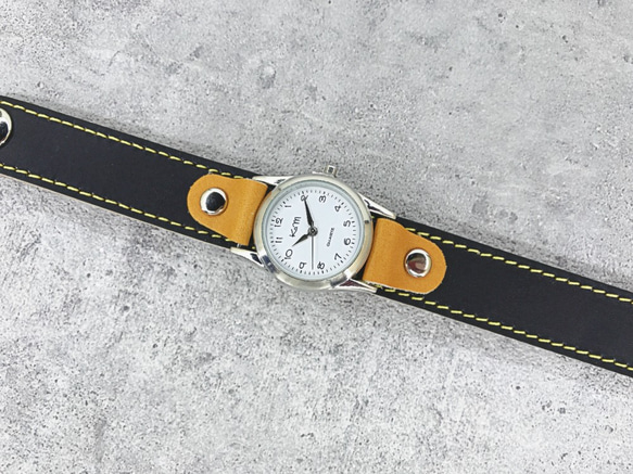 【送料無料】毎日つけていたくなる時計「ステッチラン 腕時計」受注生産（SRW-KCC-YS） 3枚目の画像