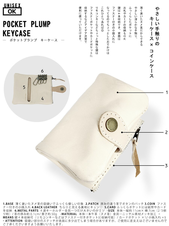 ▲ POCKET 成人造型 Kimeru 三色“Pocket Plump Key Case”零錢包 (PPK-RHN-W) 第4張的照片