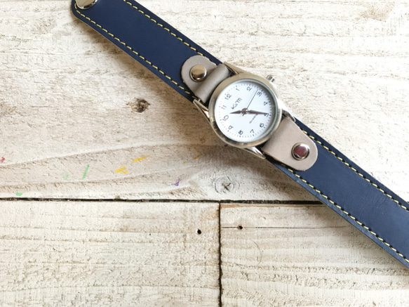 【送料無料】毎日つけていたくなる時計「ステッチラン 腕時計」受注生産（SRW-NKH-YS） 2枚目の画像