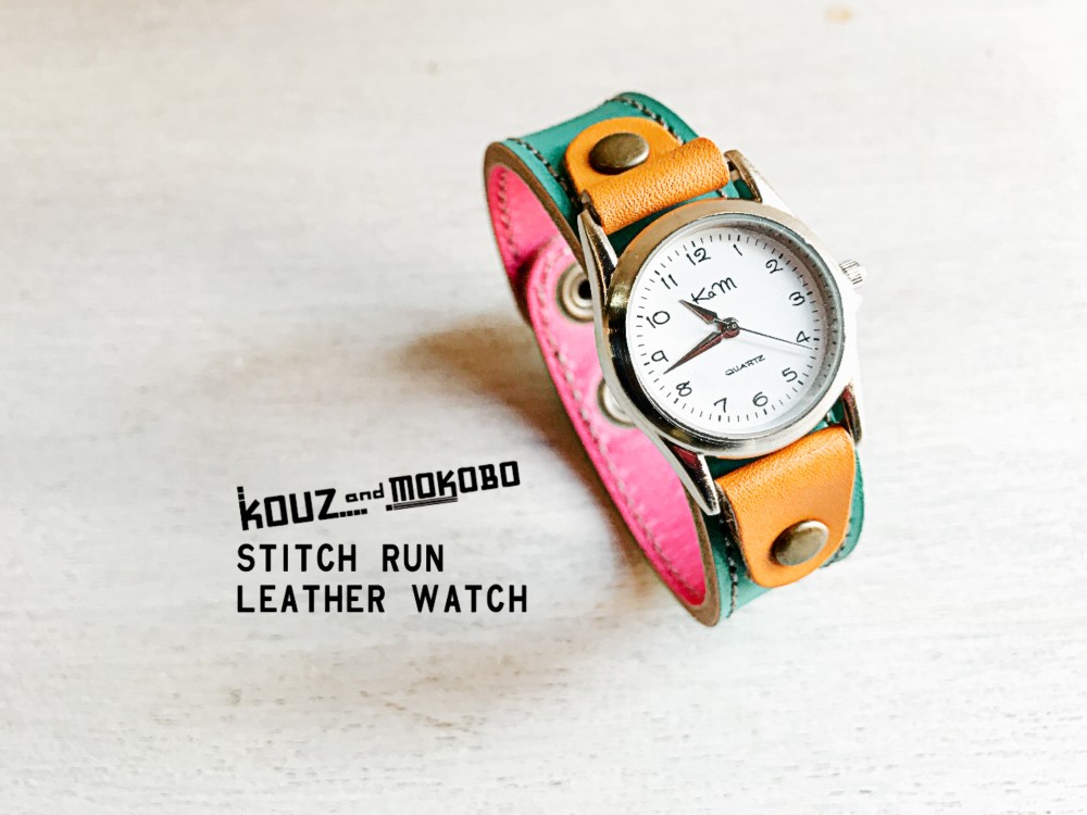 ▲STITCH ターコイズのおめかしタイム「ステッチラン 腕時計」見やすい文字盤（SRW-TPC-HA）