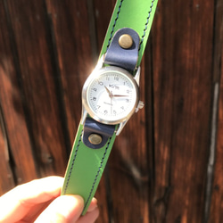 【送料無料】毎日つけていたくなる時計「ステッチラン 腕時計」受注生産（SRW-GYN-NA）Ⅱ 2枚目の画像