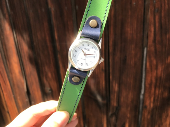 【送料無料】毎日つけていたくなる時計「ステッチラン 腕時計」受注生産（SRW-GYN-NA）Ⅱ 2枚目の画像