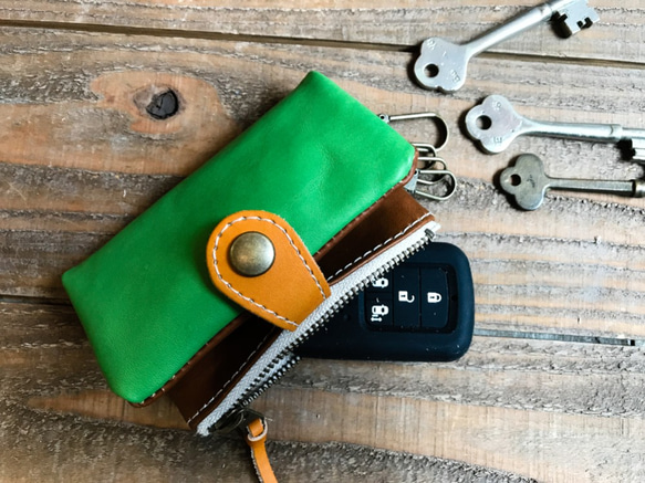 [免費送貨]輕柔的多功能保護套“口袋豐滿/鑰匙包”遙控鑰匙OK！定做（PPK-GBC-W）II 第1張的照片