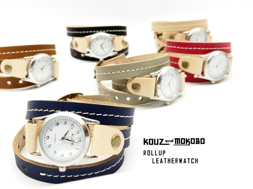 ▲ROLL はちみつ色のレザーウォッチ＂ロールアップ 腕時計＂くるくる巻き⌚ △ROLL はちみつ色のレザーウォッチ＂ロールアップ 腕時計
