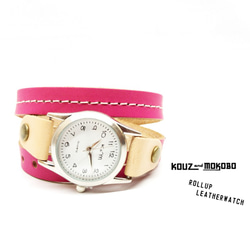 ▲ROLL 上手に使いたいドキドキ♡ピンク＂ロールアップ 腕時計＂くるくる巻き（RUW-PPWW-W） 2枚目の画像