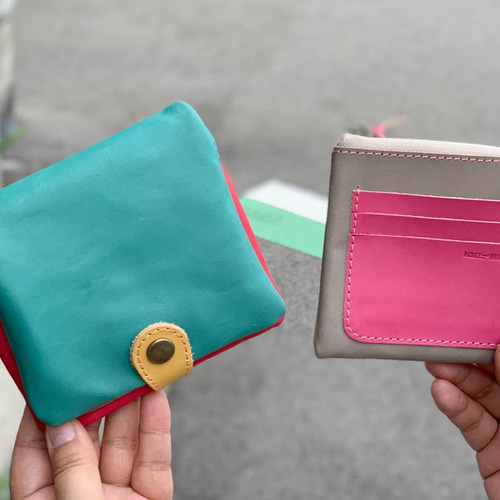 受注製作】〜4色展開〜 左利き用 ミニ財布 三つ折り財布
