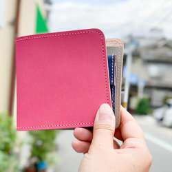 ▲ SHORT Invincible Gray x Pink Navy “Short Flat Wallet” Compact 第2張的照片